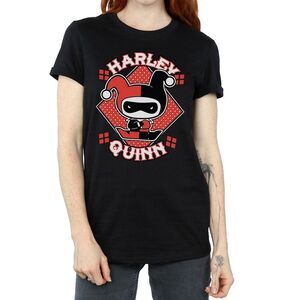 Harley Quinn Womens/Ladies Chibi Cotton Boyfriend T-Shirt / Black